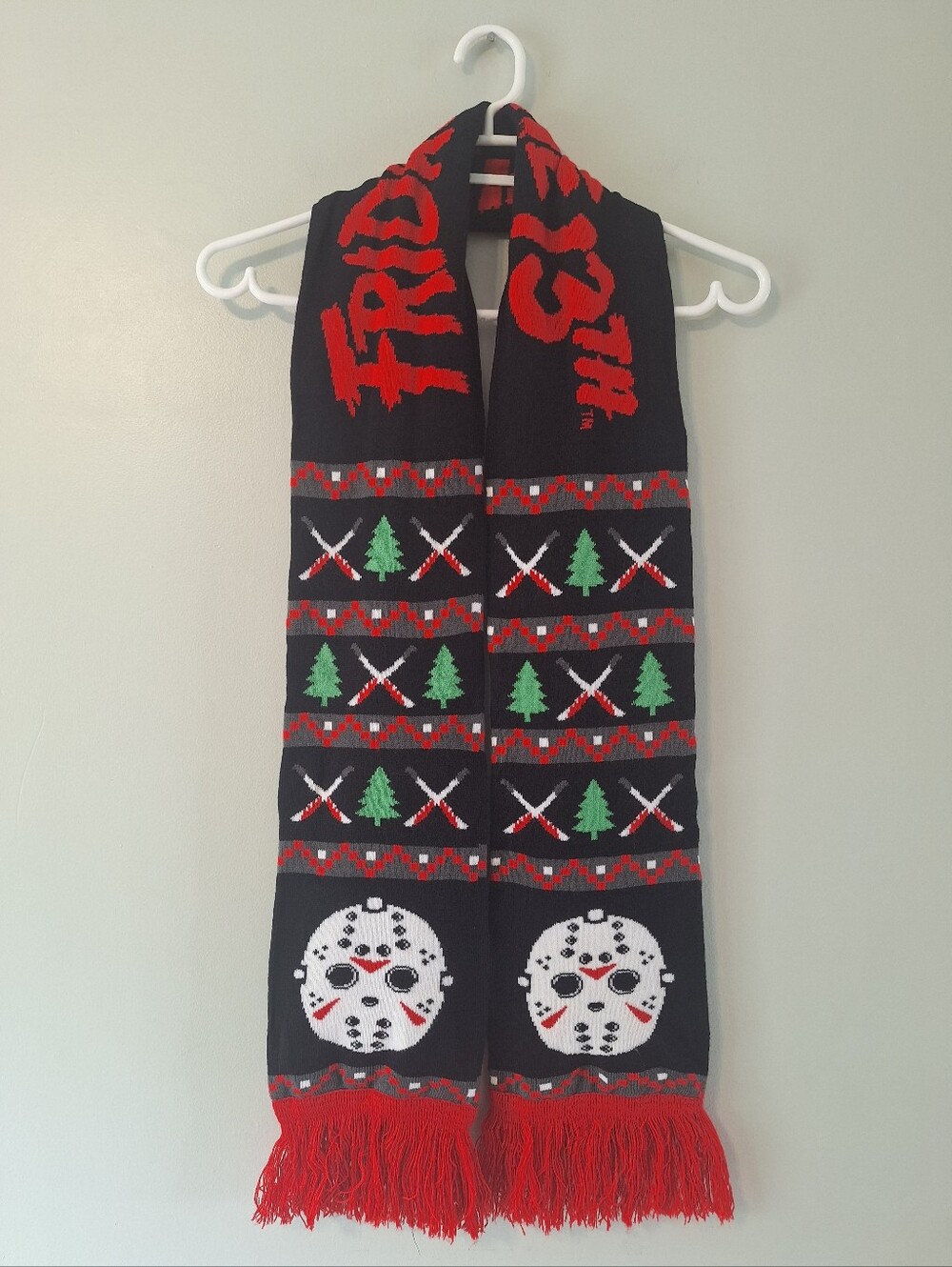 Friday The 13th Black and Red Holiday Scarf - Unbranded